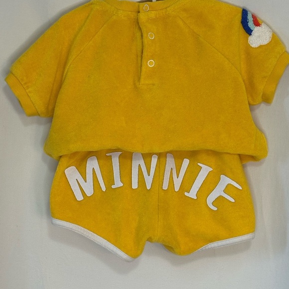 Disney Baby Minnie Mouse Summer Yellow French Terry Shorts Shirt size 12-18month - Picture 4 of 8